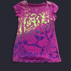 Miley Cyrus & Max Azria Vivid Purple and Neon Green Tee